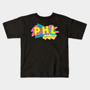 Philadelphia, Pennsylvania Retro 90s Logo Kids T-Shirt